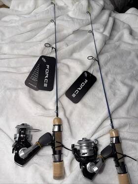 Fsc-24ul 13 Fishing Lot Of 2 Force Ice Rod And Reel Combo 24 Inch Ultralight New