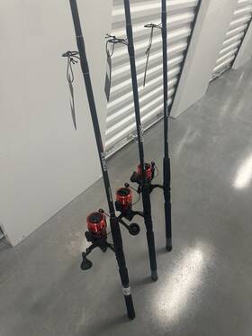 Abu Garcia Abmaxsp6000 Lot Of 3 Black Max Spinning Combo 7 Ft Heavy 6000 Eva Rod And Reel