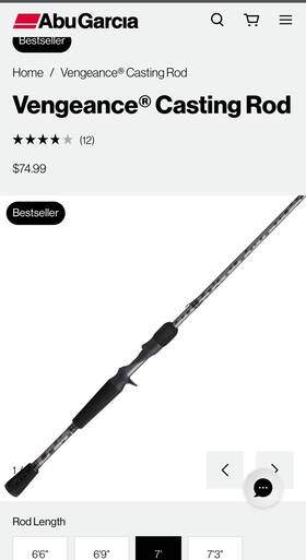 Ven701mh Abu Garcia Vengeance Baitcast Combo 7ft Mh Fast Low Profile Right 5 Bearings