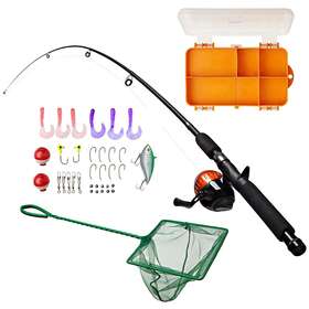 Altatac Family-fishing-32pcs-kit-green Kids Fishing Pole And Tackle Box Kit 17 Inch Rod 32 Pcs - Green