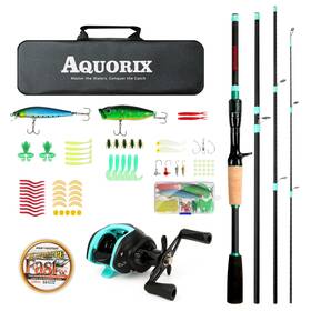 Aquorix 722549896578 Fishing Pole Combo Set 6.11ft Rod And Reel 5-piece Carbon Fib