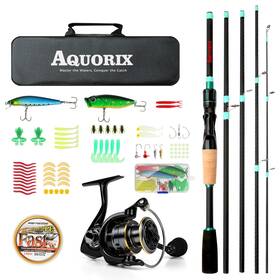 Aquorix 722549896585 Fishing Pole Combo Set 6.11ft Rod And Reel 5-piece Carbon Fib