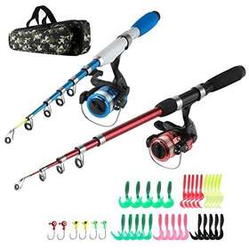 Hj190921yj Byzy Fishing Rod And Reel Combos Collapsible Kit 2pcs Red Blue
