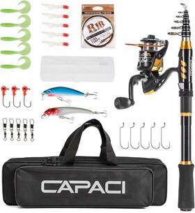 8m-hty9-ta5u Capaci Carbon Fiber Telescopic Fishing Rod Pole Reel Combo Sea Saltwater Freshwater