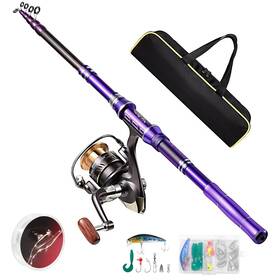 Gt002-us Castaroud Carbon Fiber Fishing Rod And Reel Combos Portable Telescopic Pole Wi