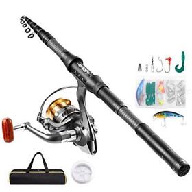 Castaroud Telescopic Fishing Rod And Reel Combos Full Kit Carbon Fiber