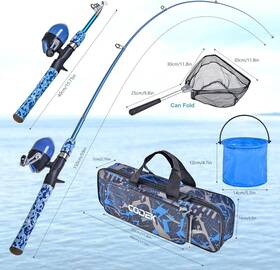 Codek 196852347674 Kids Fishing Pole Set With Full Starter Kits Telescopic Rod And Reel