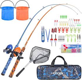 28166-ta150g2  Codek Kids Fishing Pole With Full Starter Kits 2 Set Portable Telescopic Rod