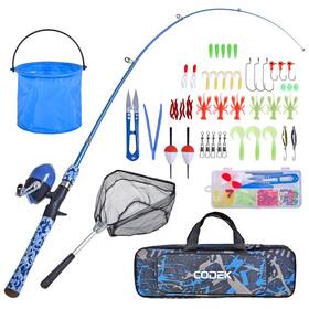 B0chrmsgn3 Codek Kids Fishing Pole Set - 2 Portable Telescopic Rods And Reels Full Starter K