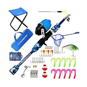Daddy Gofish Kids Fishing Pole Telescopic Rod And Reel Combo With Collapsible