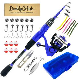 Daddygofish 850060873249 Spinning Fishing Rod And Reel Combo Set With Tackle Box Kids Pole