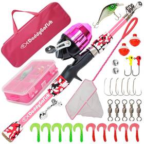 Daddygofish 850060873331 Kids Fishing Pole - Rod Reel Combo Tackle Box Starter Set First Year Small