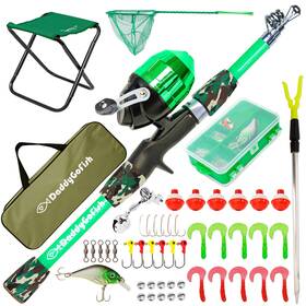 Daddygofish 860004772224 Kids Fishing Pole - Rod Reel Combo Tackle Box Starter Set First Year Small