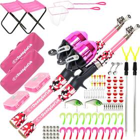 Daddygofish 860006819194 Kids Fishing Pole - Rod Reel Combo Tackle Box Starter Set First Year Small