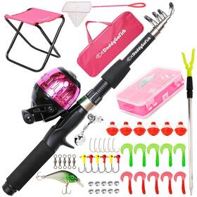 Daddygofish 860007568930 Kids Fishing Pole - Rod Reel Combo Tackle Box Starter Set First Year Small