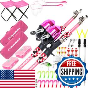 Daddygofish B09ftftdtl Kids Fishing Pole - Rod Reel Combo Tackle Starter Set First Year