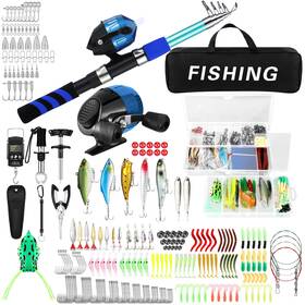Mee-doublefill-1643 Doublefill 310 Pcs Fishing Rod And Reel Combo Set Telescopic Pole With Spinning