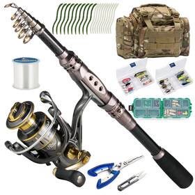 Dfobsa3 Dr.fish Kit De Pesca Ciento Veinticinco Piezas Con Cana Telescopica Lujo