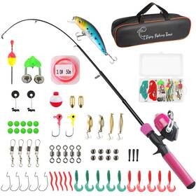 Ehowdin B0f3xht3ns Kids Fishing Pole Kit 59 Telescopic Rod And Reel Beginner Combo