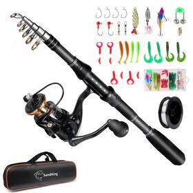 Ehowdin Dyg-us02 Fishing Pole Kit Ambidextrous 5.91ft/1.8m Carbon Fiber Telescopic Ro
