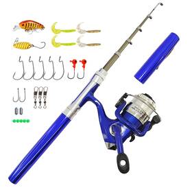 Spal02 Emmragno Mini Telescopic Pen Fishing Rod And Reel Combo 38 Inch Pocket Pole Kit For Lake River