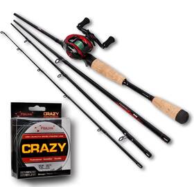 Cbc704mh Fiblink Baitcasting Fishing Rod And Reel Combo 4-piece Portable Travel Casting