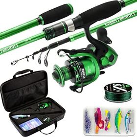 Fishing Rod Reel Combo Graphite Telescoping Pole Collapsible Portable