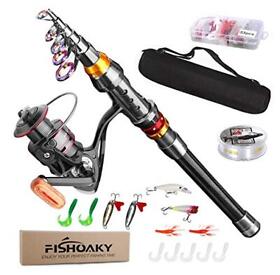 Fishoaky Fishing Rod Kit Carbon Fiber Telescopic Pole And Reel Combo