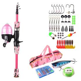 Fresh Fab Finds 729149885308 Kids Telescopic Fishing Rod Reel Combo Kit With 56pcs Lures And Tackle Box