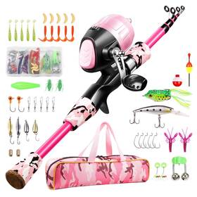 Gamashino 424510689814 Kids Fishing Pole - Telescopic Rod And Reel Combo Kit Gear