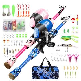 Gamashino 424510690599 Kids Fishing Pole Set - 2pack Rod And Reel Combo Kit With Tackle Box