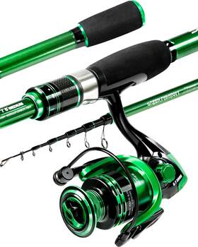1.8m-green Ghosthorn Fishing Rod And Reel Combo Graphite Telescoping Pole