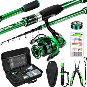 Ghosthorn 313020048083 Fishing Rod And Reel Combo Graphite Telescoping Pole Collapsib