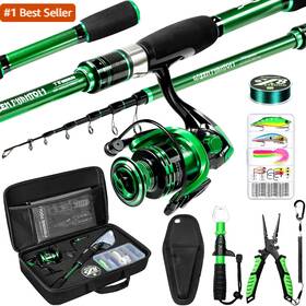 Ghosthorn 313110890813 Fishing Rod And Reel Combo Graphite Telescoping Pole Portable