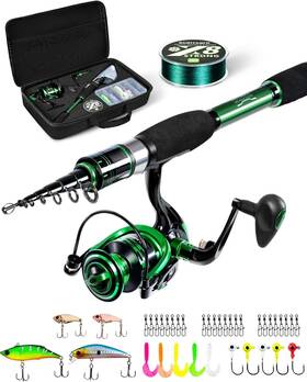 A-bag-2.1m  Ghosthorn A-bag-2.1m/6.84ft Fishing Rod And Reel Combo Graphite Telescoping Pole With Case