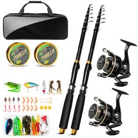 F-bk-2.1m Gify Telescopic Fishing Rod And Reel Combo Kit 2pack 6.9ft Carbon Fiber Collapsib