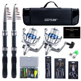 Ja-z02763-1 Goture Fishing Rod And Reel Combos-2pcs Telescopic Pole 2pcs Pre-loaded Sp Inch