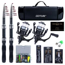 Ja-z03579-4 Goture Fishing Rod And Reel Combos-2pcs Telescopic Pole 2pcs Pre-loaded Sp Inch