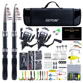 Ja-z03707-5 Goture Fishing Rod And Reel Combos-2pcs Telescopic Pole 2pcs Pre-loaded Sp Inch
