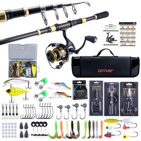 Goture Ja-z03742-3 Fishing Rod And Reel Combos 1.8m-2.7m Telescopic Pole 9 1 Ball Bear Inch