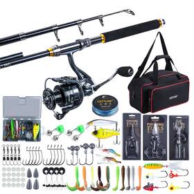 Ja-z03744-4 Goture Fishing Rod And Reel Combos-telescopic Pole Spinning Lures Set W