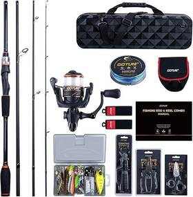Z03528-3 Goture Fishing Rod And Reel Combo-4 Piece Set Spinning With Pc Hard Shell Case