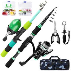 Green Bean B0dfq1v1t7 Family Fishing Pole Combo 2pcs Portable Parent-child Travel
