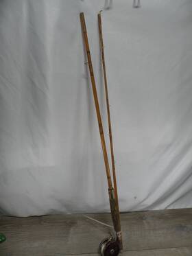 1543-1 Heddon Oren-o-matic Vintage Golden Mark 50 Fiberglass Fly Rod 9ft And Spincast