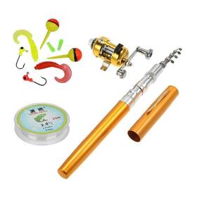 0926ja90200114l Jatzde Mini Portable Telescopic Pen Fish Rod Combo- Pocket Fishing Pole Alum