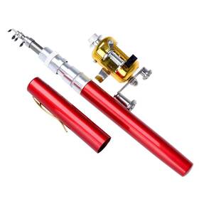 Jatzderod1m Jatzde Mini Portable Pocket Fish Rod Pen Aluminum Alloy Fishing Pole Reel Combos