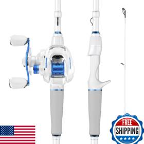B0cmd3jpbw Kastking Centron Lite Baitcasting Combo 7ft0 Inch Mh Left Handed Rod Reel White