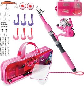 6061eb Kids Fishing Pole Pink 40 Set Rod And Reel Combos Poles