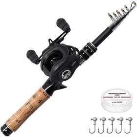 Kilitn 717459645101 Fishing Rod And Reel Combo Ultra-light Baitcasting 5.3ft Black