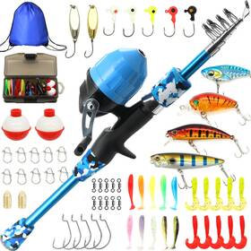 Kilitn 791107799385 Kids Fishing Pole Kit Easy Telescopic Casting Rod And Spincast Reel